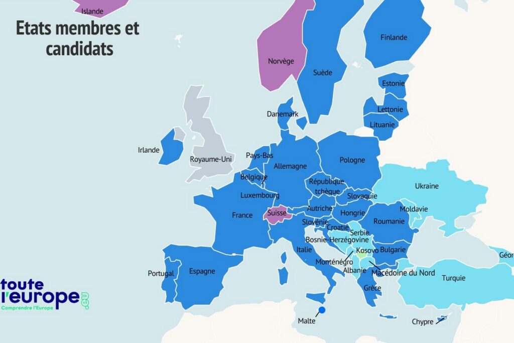Les Etats adhérents et candidats à l'adhésion européenne