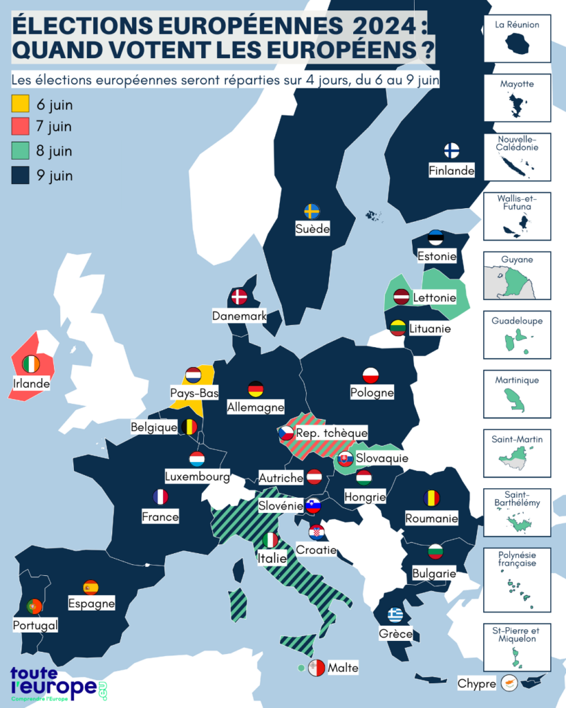 Elections européennes 2024 : qui vote quand dans les 27 Etats membres ?