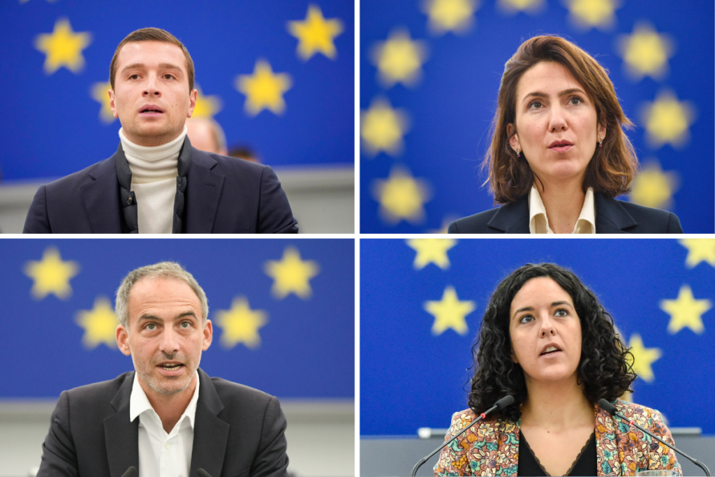 Jordan Bardella (RN), Valérie Hayer (Renaissance), Raphaël Glusckmann (PS-PP) et Manon Aubry (LFI) sont les quatre premières têtes de liste de cette soirée électorale du 9 juin